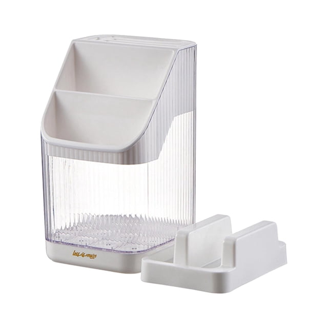 Soporte para utensilios de cocina con bandeja de drenaje, soporte para bloque de cuchillos, organizador de tapa , estante de secado, cuchara, Blanco