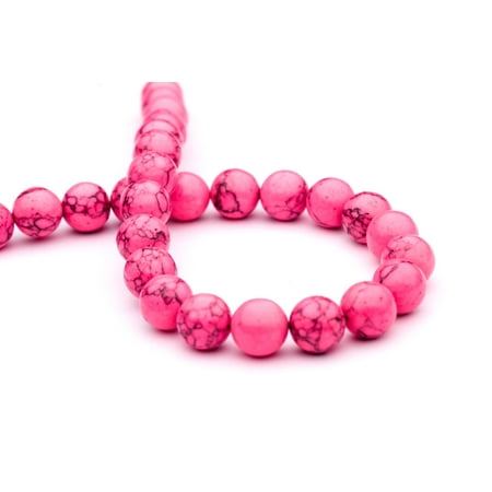 Imitation Turquoise Stone - Round - Shaped Pink Imitation Turquoise Beads Semi Precious Gemstones Size: 12x12mm Crystal Energy Stone Healing Power for Jewelry Making