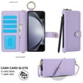 thumbnail image 2 of for Samsung Galaxy Z Fold 7 Wallet Case, Pen Holder + Long Strap + Wristband, PU Leather Rugged Elegant Kickstand Magnetic Clasp, Heavy Duty Protection for Girls Women Phone Cover, Lightpurple, 2 of 8