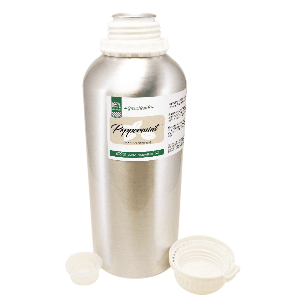 Peppermint Essential Oil - 32 fl oz - Aluminum Bottle w/ Locking Cap - GreenHealth