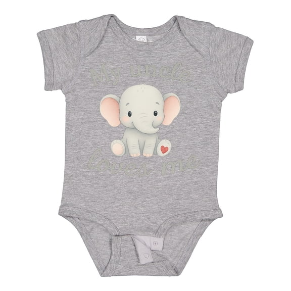 Inktastic My Uncle Loves Me Cute Elephant Boys or Girls Baby Bodysuit