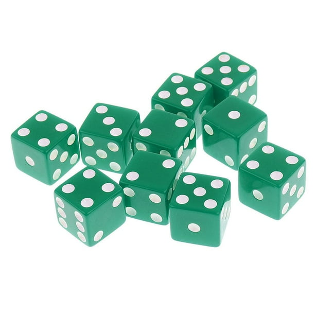 Juego de 10 piezas de dados D6 de seis caras para juegos de mesa, juguetes Verde