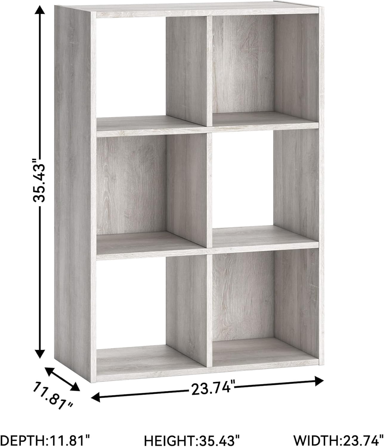 Paxberry Coastal 6 Cube Storage Organizer Bookcase Whitewash Finish for Home Office Bedroom Living Room