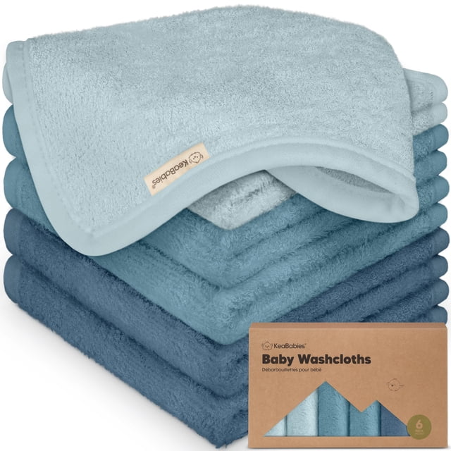 Toallitas KeaBabies de viscosa de bambú para bebés, paquete de 6 unidades, 25 x 25 cm