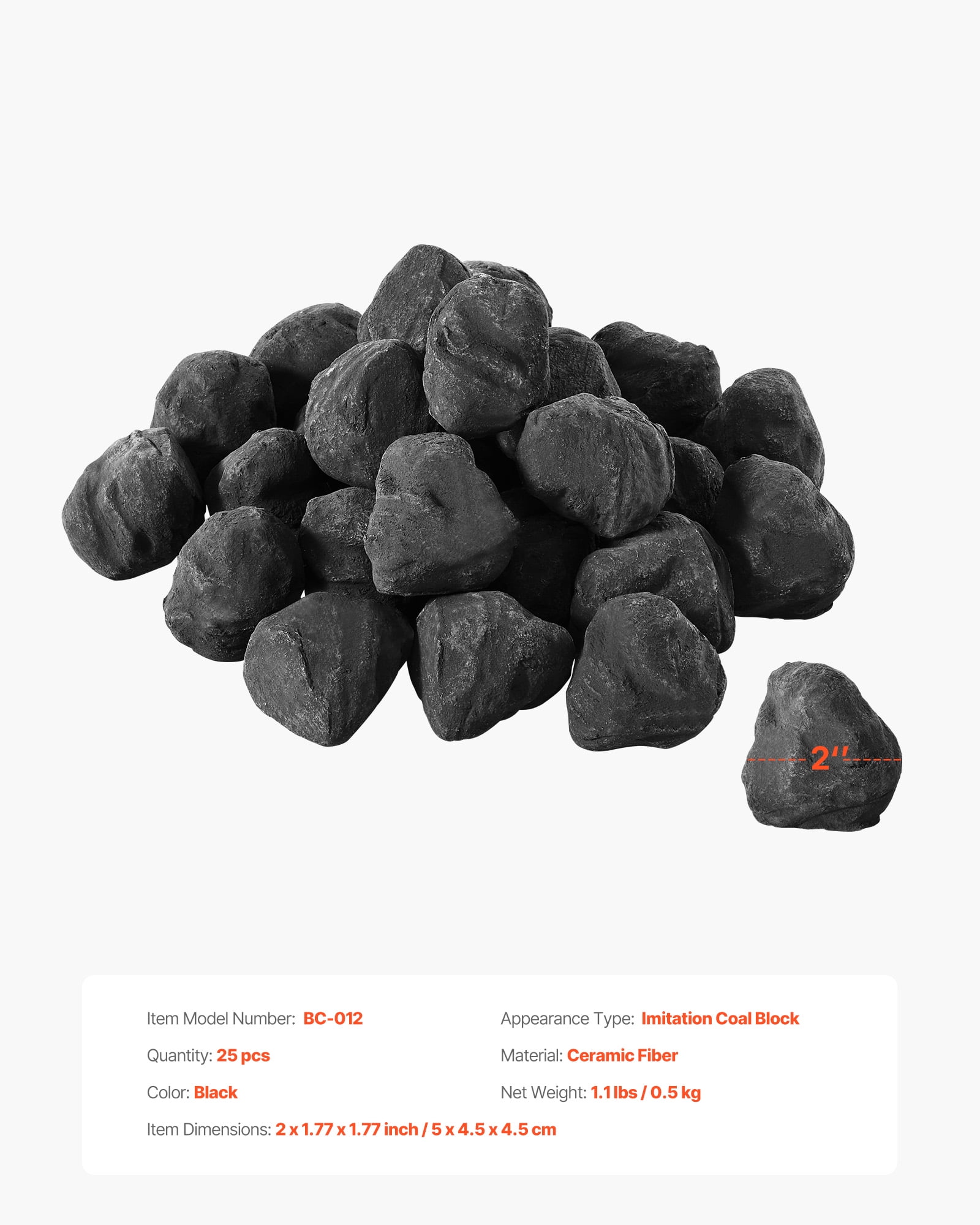 VEVOR Lava Rocks, 1.2-2.0 inch 25 Pcs Fire Stones Lava Rocks For Fire Pit, Reusable Fire Pit Stones Indoor and Outdoor Use, Decorative Firepit Rocks for Propane/Gas Fireplace,Stove,Courtyard,Camping
