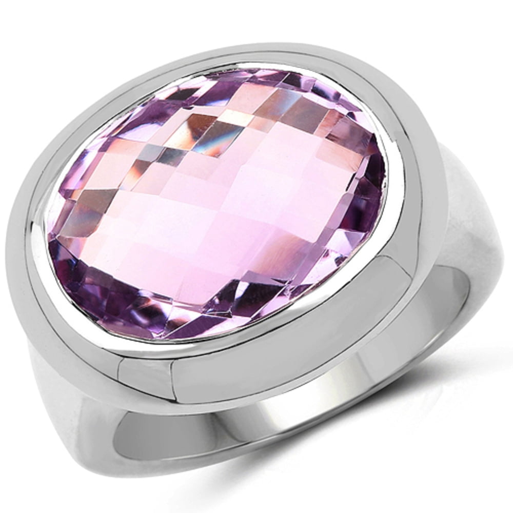 Genuine Oval Pink Amethyst Ring in Sterling Silver Size 5.00 by