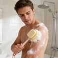 thumbnail image 6 of Long Handle Back Scrubber for Shower - Double Sided Body Brush with Bristles & Mesh Loofah, Bath Scrubber for Exfoliating and Body Cleaning for Men, Women, Elderly, 6 of 8
