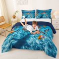 thumbnail image 3 of Feelyou Ocean Tiger Shark Full Size Comforter Sets for Men Kids Boys, Sunlit Animal Bedding Sets, Blue, Blue Reversible, 3pcs, 3 of 6