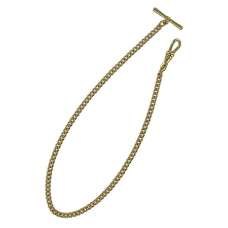 - Antiqued Gold Tone Curb Link Swivel Clasp T-Bar 13.25 Mens Vest Pocket Watch Chain