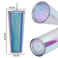 thumbnail image 2 of 750ml double-layer plastic cold water cup, beverage cup, transparent laser straw water cup with lid, 2 of 5