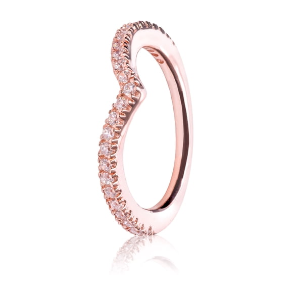Shimmering Wish, Clear CZ Wishbone Rose ring w/clear CZ Ring sz 50 186316CZ-50