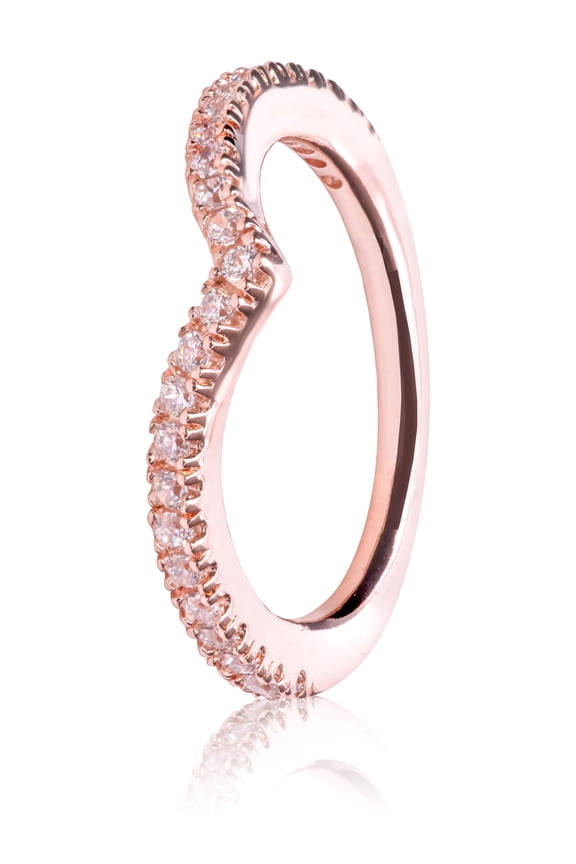 Shimmering Wish, Clear CZ Wishbone Rose ring w/clear CZ Ring sz 52 186316CZ-52
