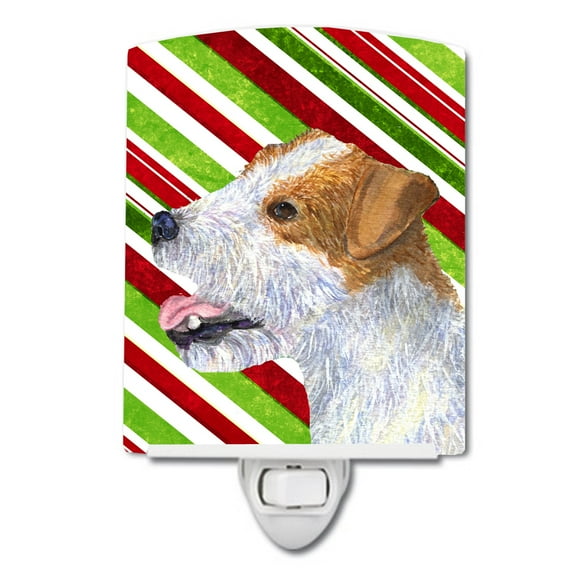 Caroline's Treasures SS4573CNL Jack Russell Terrier Candy Cane Holiday Christmas Ceramic Night Light, 6x4x3", multicolor