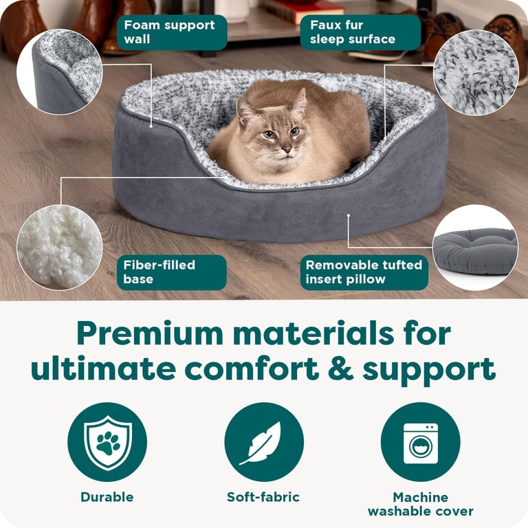 FurHaven Two-Tone Oval Cuddler Dog Bed with Pillow Insert photo 5