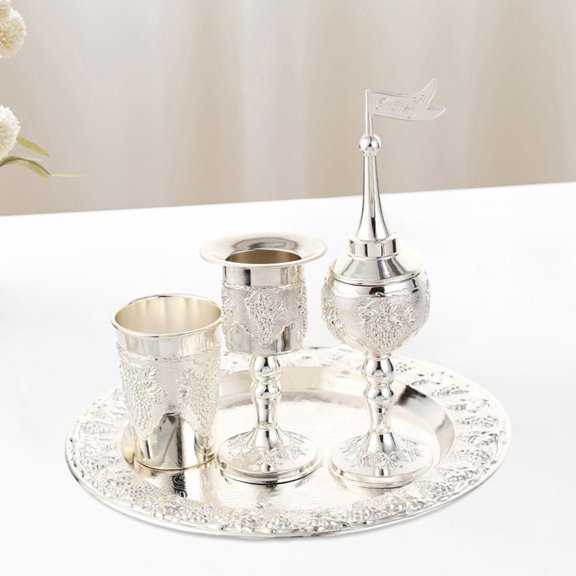 Fancyes Jug and Cup Set Decanter and Glasses Set Alloy Accessories Drinkware Glass for Party Bedroom Holiday Wedding