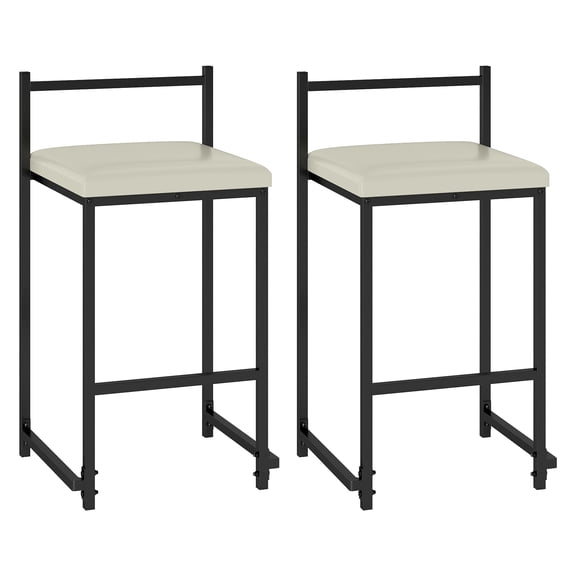 Gymax 26'' Stackable Counter Height Bar Stools Set of 2 w/Back Metal Frame & Footrest Black