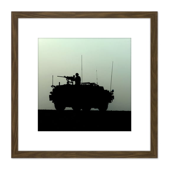 Houlding Military UK Jackal Armoured Vehicle Photo 8X8 Inch Square Wooden Framed Wall Art Print Picture with Mount