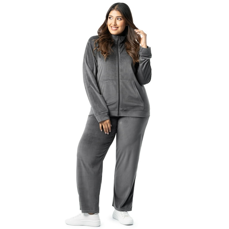 Athletic Works Women's Plus Size Active Velour Zip-Up Tracksuit Set, 2-Piece, Sizes 1X-4X - Walmart.com Athletic Works Women's Plus Size Active Velour Zip-Up Tracksuit Set, 2-Piece, Sizes 1X-4X - Walmart.com