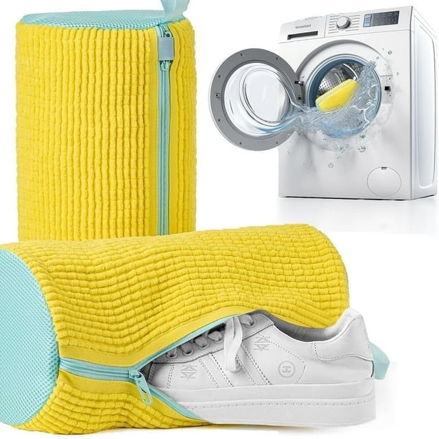 BTideas Bolsa de Zapatos para Lavadora, 2 Pzas Bolsa de Zapatos para Lavadora y Secadora, Amarillo