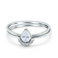 thumbnail image 2 of Simulated Cubic Zirconia Size-5 Teardrop Ring Band Set Pear 925 Sterling Silver, 2 of 7