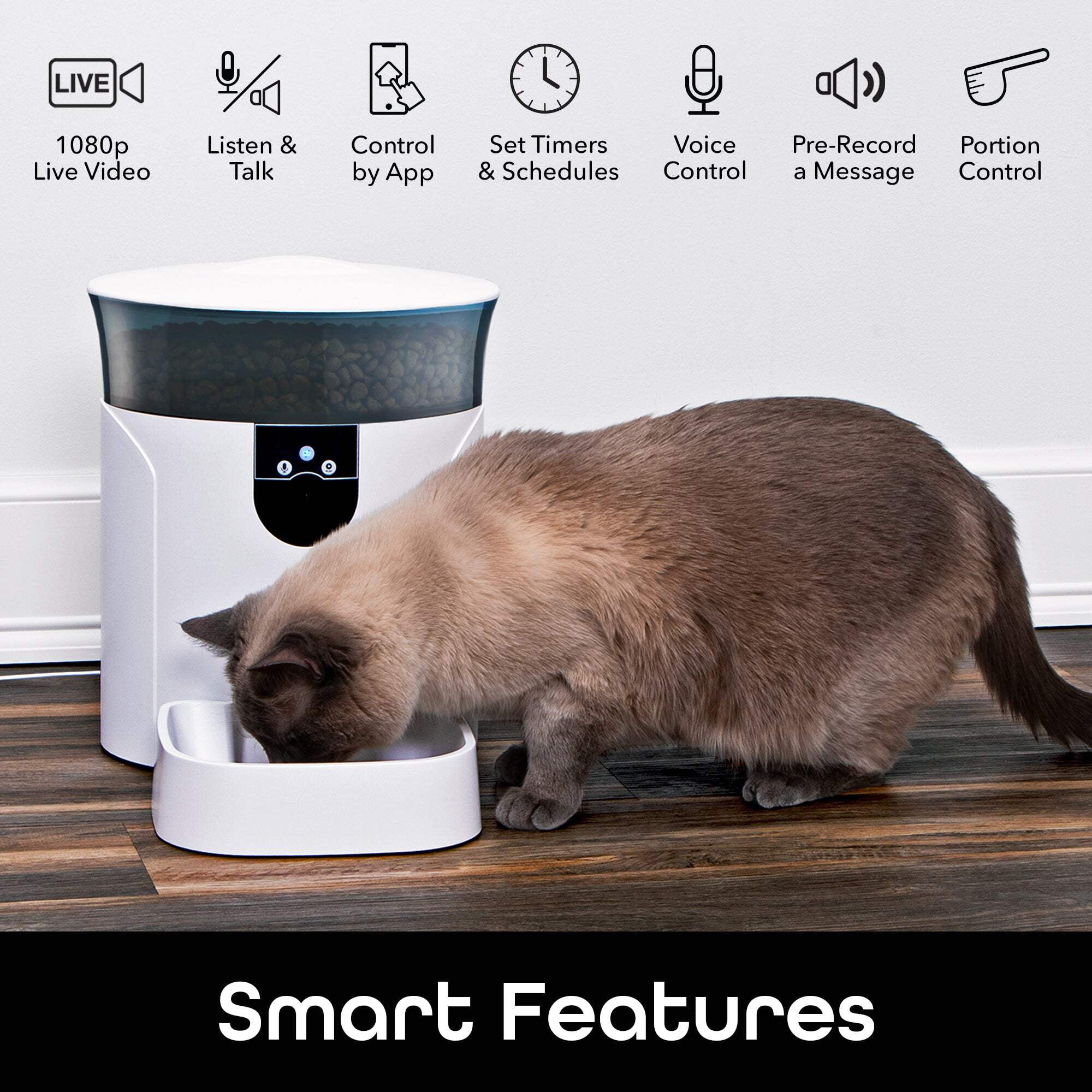 Geeni Pet Connect Feeder with Camera, 7 Liter Automatic Pet Dog & Cat Pet Feeder HD Camera