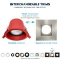 thumbnail image 4 of Luxrite 12-Pack 4 Inch Square LED Recessed Light JBox 5CCT 15W 1000 Lumens 38 Dimmable IC Rated Wet Rated ETL Brushed Nickel, 4 of 7