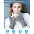 thumbnail image 6 of 3 Pairs Fingerless Winter Gloves Faux Fur Crochet Warm Middle Length Thumb Hole Fingerless Gloves Arm Warmers, 6 of 7