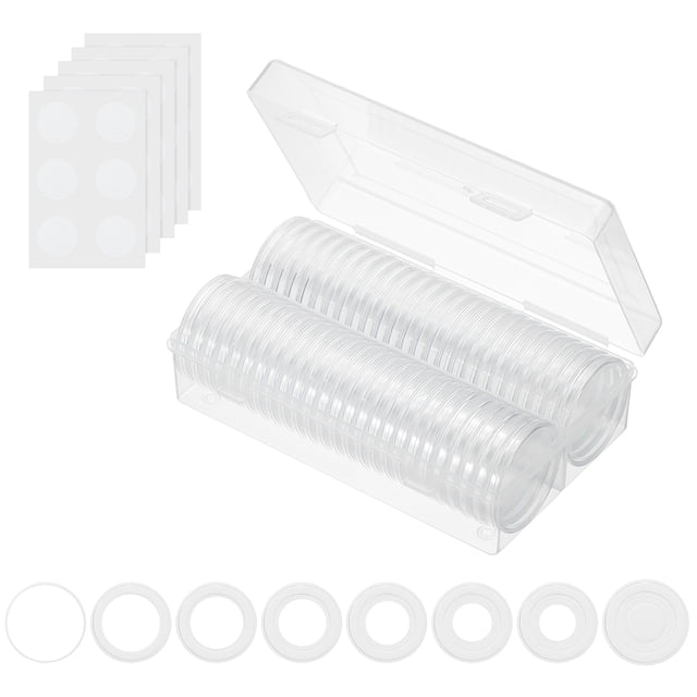 Soporte de Monedas Uxcell 50 Paquete Caja de Almacenamiento Redonda con Caja Organizadora para Monedas de 19/20/22.25/25/27/30/38.5/41mm