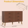 thumbnail image 6 of Winkalon Walnut Dresser,6 Drawer Double Dresser for Bedroom,47.2'' Wooden Storage Cabinet for Living Room, 6 of 7