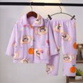 thumbnail image 2 of NOLDARES Girls Pajamas Set With Fleece 2Pcs Long Sleeve Button Down Pjs Luxury pajama, Long sleeve & pants ideal for sleepwear, birthday party, or as gifts(K027-Wine), 2 of 4