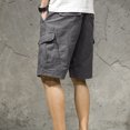 thumbnail image 6 of XFeng Men Black Cargo Shorts Zipper Button Pockets Loose Knee‑Length Casual Outdoor Shorts, 6 of 7