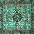 thumbnail image 1 of Ahgly Company Indoor Square Persian Turquoise Blue Traditional Area Rugs, 5' Square, 1 of 4