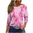 thumbnail image 4 of Nfurl Women Pink Ribbon Breast Cancer Graphic Tees Shirts Casual Crewneck 3/4 Sleeve Tshirts Cancers Awareness Shirts Pullover Tops Pink M, 4 of 7