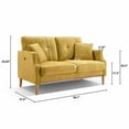 thumbnail image 3 of 56" Accent Sofa Couch, Upholstered 2 Seater Sofa with USB Charging Port and 2 Pillows, Comfy Waterproof Loveseat Sofa, Long Sofa Lounge Couch for Living Room Bedroom Office, Yellow, 3 of 7