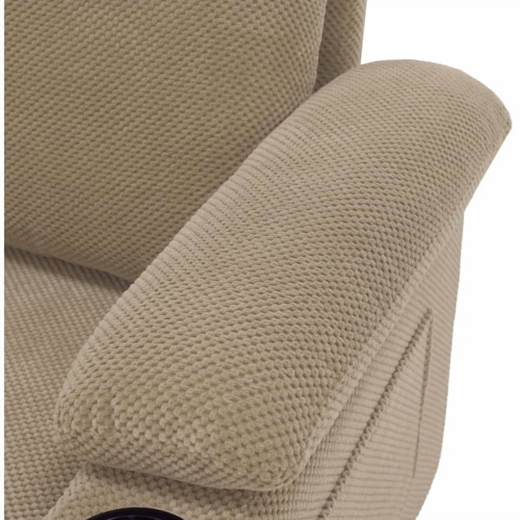 Accent Chair and Storage Ottoman Set, Convertible Single Chaise Lounge Sleeper Bed with Reclining Backrest, Dual Cup Holders, USB-C Ports, Side Storage Pocket, Camel