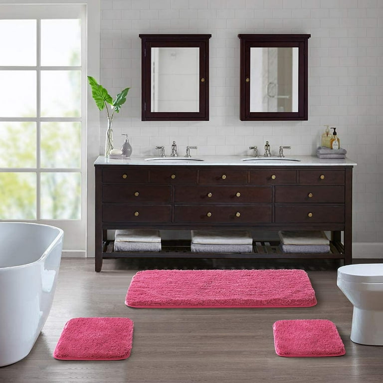 Arotive Microfiber Bathroom Rugs, Shaggy Soft and Absorbent, Non-Slip,  Thick Plush Machine Washable Dry Bath Mats for Bathroom, Tub and Shower,  24 x