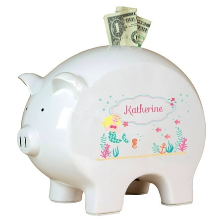 Personalized Piggy Bank - Blonde Mermaid
