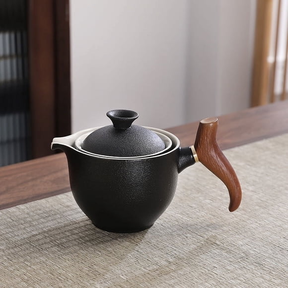 Juego de té de viaje, tetera perezosa, tetera de ocio, tetera portátil de una olla, juego de té de kung fu de cuatro tazas, tetera de cerámica para el hogar