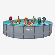 Funsicle 18' x 48" Oasis Pool, Round Above Ground Swimming Pool, Includes SFX1500 SkimmerPlus® Filter Pump, Pool Ladder, Cloth, Cover & Deluxe Maintenance Kit, Double Rattan, Age 6 and up