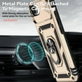 thumbnail image 3 of Armor Case for iPhone 16e with Camera Lens Sliding Cover & Ring Stand & Support Magnetic Car Mount, Military Grade Shockproof Heavy Duty Protective Case for iPhone 16e, Gold, 3 of 9