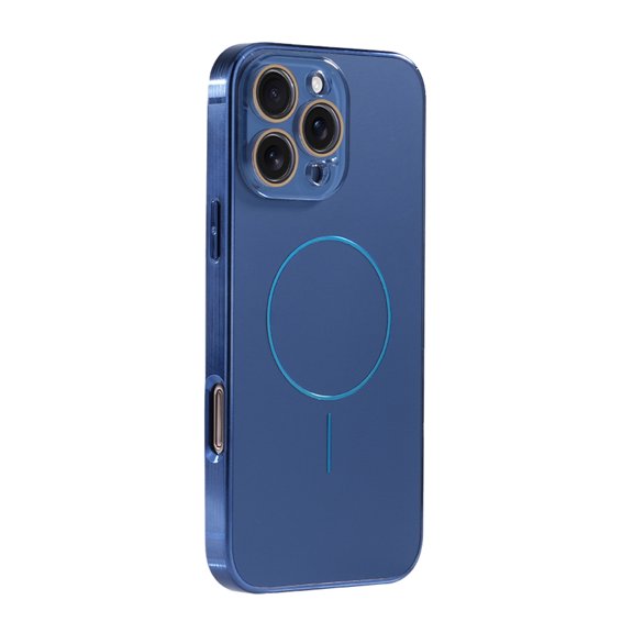 Magnetic Case for iPhone 16 Pro Max Phone Case, Matte Luxury Metallic Luster Design, Built-in Camera Lens Protector, Compatible with Magsafe Titanium Slim Case, Military-Grade Protection - Blue