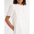 thumbnail image 5 of Free Assembly Women’s and Women's Plus Ruffle Neck Cotton Eyelet Mini Dress with Short Sleeves, Sizes XS-4X, 5 of 5