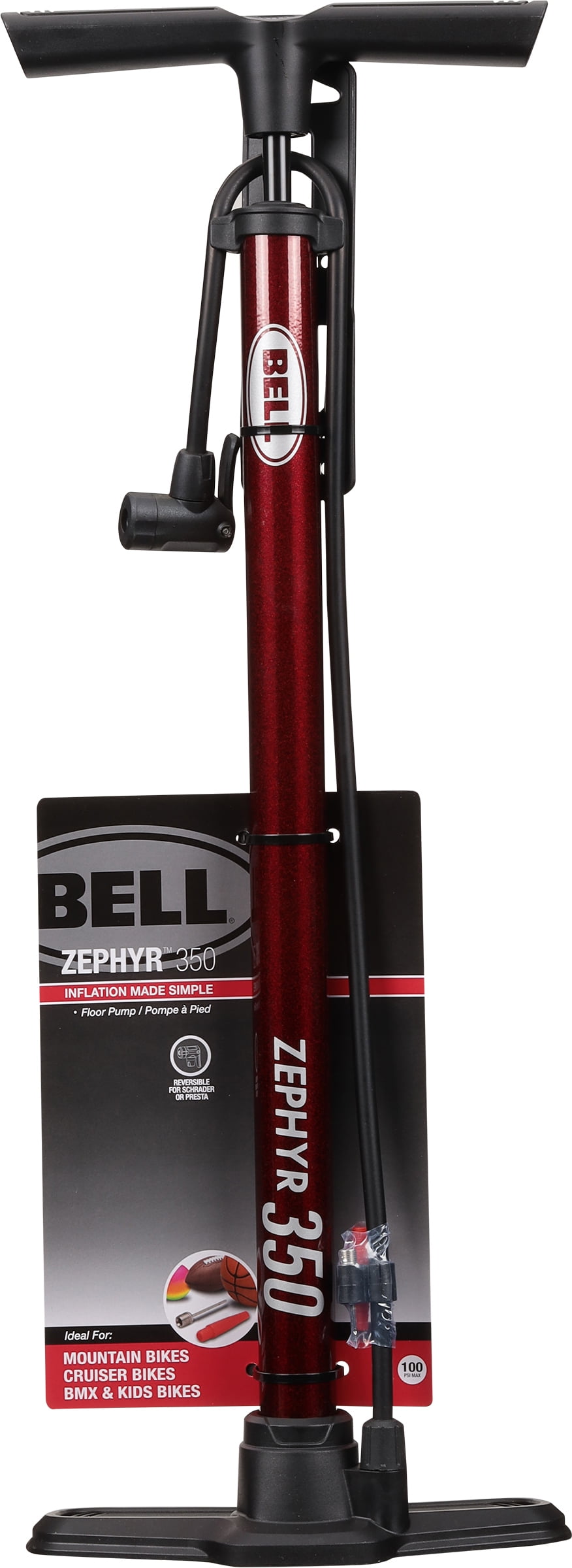 Bell Sports Zephyr™ 350 Floor Pump, 100 PSI max