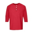 thumbnail image 7 of Lumtrix Mens Fashion Henley Shirts 3/4 Sleeve Sleeve Button Cotton Fitted T-Shirt Solid Color Soft Stylish Tee Tops Red L, 7 of 7
