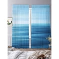 thumbnail image 3 of Blue Sea Sheer Curtains for Living Room Bedroom, Light-filtering Sheer Curtain, Abstract Tranquility Ocean Horizon Natural Scenery Rod Pocket Voile Window Treatment Drapes, 52’’Wx96’’L, 2 Panels Set, 3 of 7
