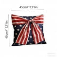 thumbnail image 3 of Leutsin Patriotic American Flag Bow Throw Pillow, Red White Blue Stars Stripes Large Bow Design Decorative Pillow, Soft Plush 4th of July Throw Pillow for Couch Sofa Home Decor, 18" x 18", 3 of 9