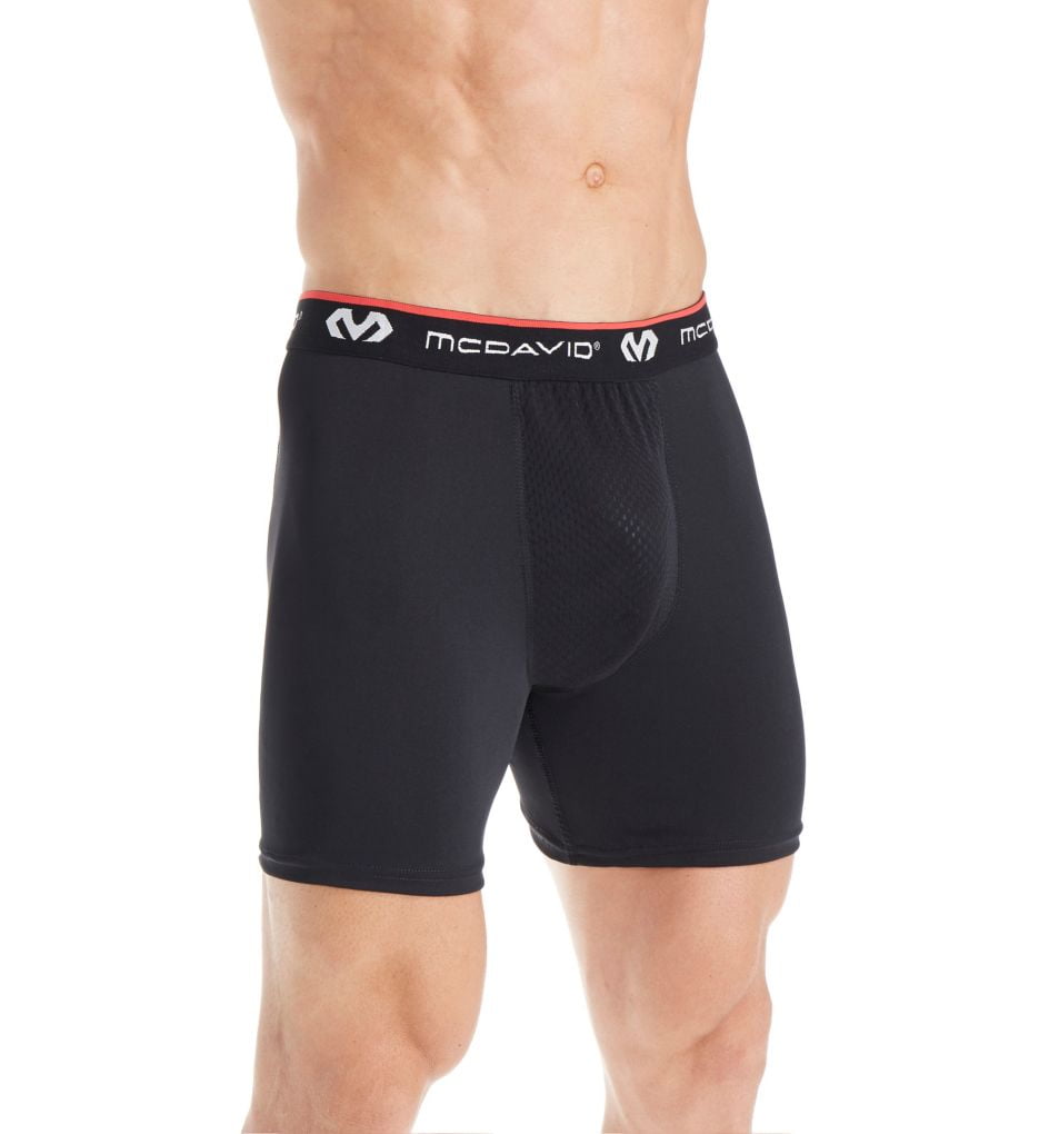 McDavid 9255 Performance Boxers w/ Gray/Green Flex Cup Youth Large Black 