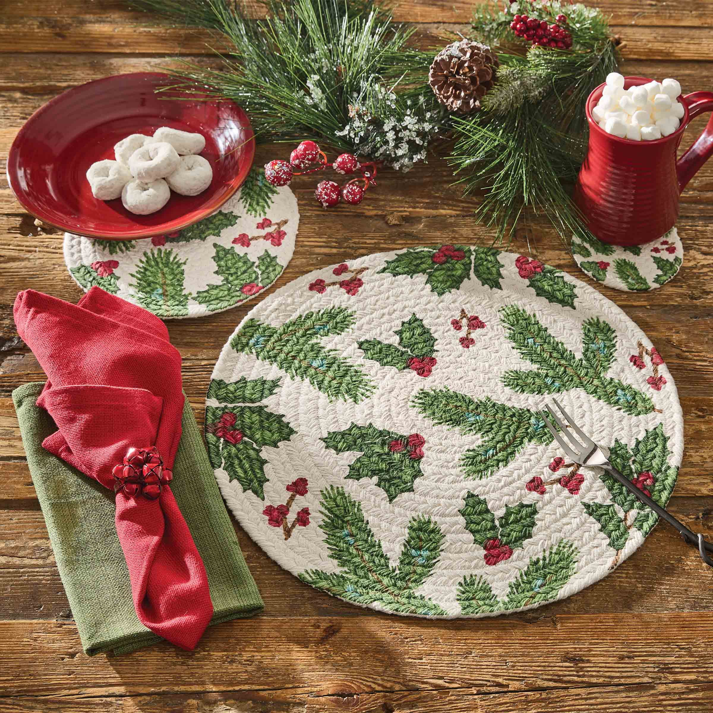 Park Designs Boughs Of Holly Braided Placemat Set of 4