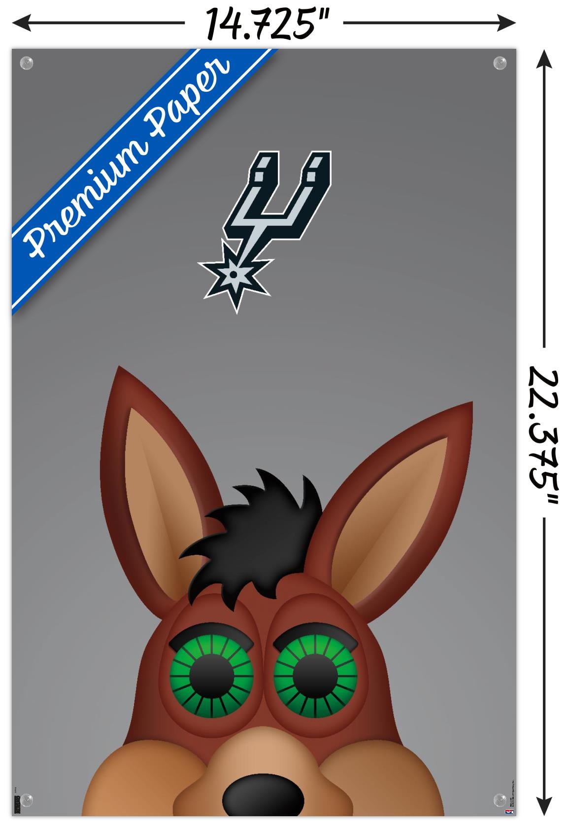 NBA San Antonio Spurs - S. Preston Mascot Coyote Wall Poster with Pushpins, 14.725" x 22.375"