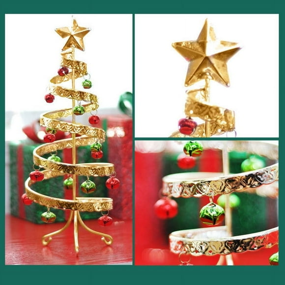 Mini árbol de Navidad con forma de campana de hierro, simulación de escritorio, árbol de Navidad, ventana, fiesta, decoraciones navideñas